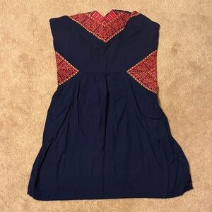 Navy and Red Patterned Women's Dress